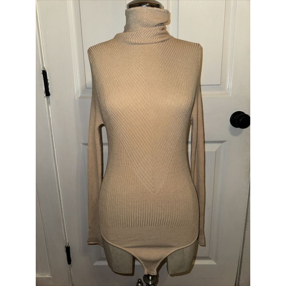 Intamately Free People Turning Heads Back Cutout‎ Bodysuit Knit XS NWT Beige